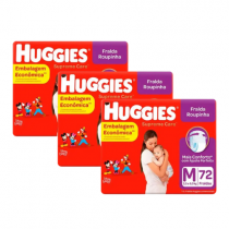 3 Pacotes Fralda Huggies Roupinha Supreme Care M 72 Unidades