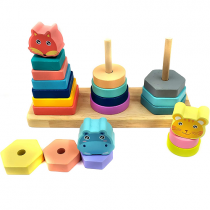 Brinquedo Educativo Pirâmides Encaixar Bichinhos 22 Peças