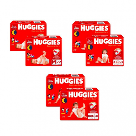 Kit 2 Pacotes de Fraldas Huggies Supreme Care