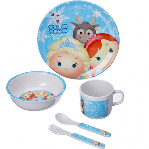 Jogo De Refeição 5 Peças Frozen Elsa Anna Tsum Tsum