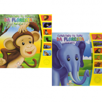 Kit 2 Livros Sonoros Conhecendo os Sons da Floresta Macaco + Elefante