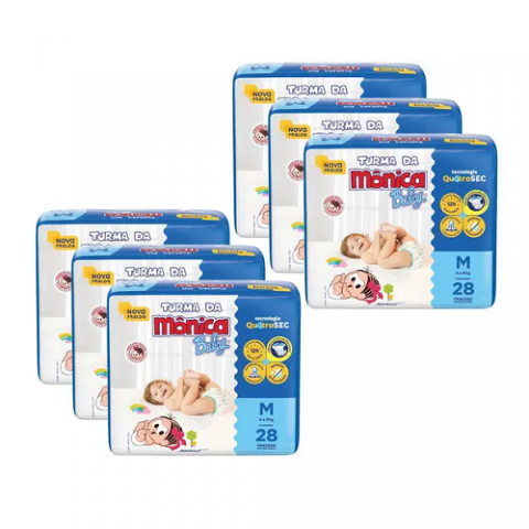 Kit Fralda Turma da Mônica Baby M 168 unidades