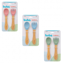 Kit Talheres Silicone e Bambu Buba