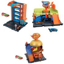 Hot Wheels Pistas Garagem/Lava-Rápido da Cidade/Lanchonete de Hambúrgueres
