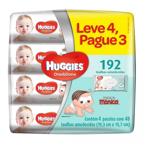 Leve 4 Pague 3 Toalha Umedecida Huggies One&Done