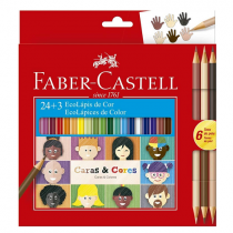 Lápis de Cor Ecolápis Faber-Castell Caras & Cores 24 Cores + 3 Tons de Pele