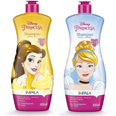 Shampoo Impala Disney Princesa Bela ou Cinderela 400ml