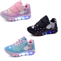 Tenis Infantil Led Unicornio Calce Facil