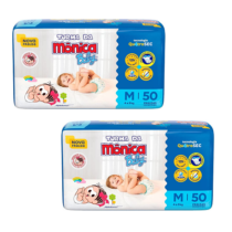 2 Pacotes Fralda Turma da Mônica Baby M 50 Unidades