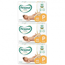 3 Pacotes Fralda Personal Baby Premium Protection Tam. P 46 Unidades