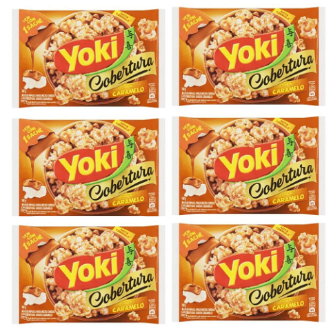 6 Unidades Popcorn Micro Cobertura Caramelo Yoki 160g