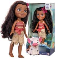 Boneca Princesa Moana 45cm Articulada + Porquinho Pua 8cm Disney Cotiplas