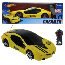 Carrinho de Controle Remoto 3 Funcões Hot Wheels Dreamer Amarelo
