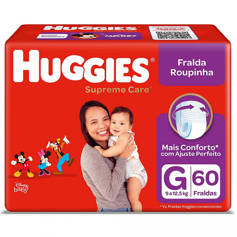 Fralda Huggies Roupinha Supreme Care G 60 unidades