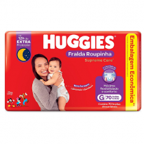 Fralda Huggies Roupinha Supreme Care G 70 unidades