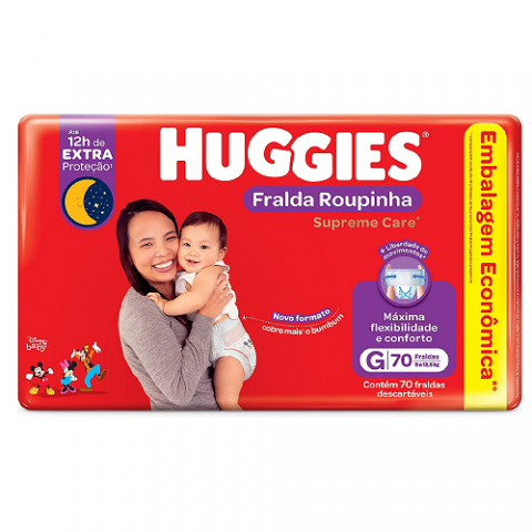 Fralda Huggies Roupinha Supreme Care G 70 unidades