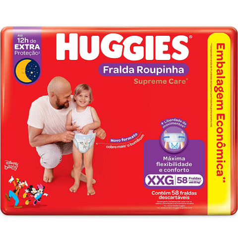 Fralda Huggies Roupinha Supreme Care XXG 58 Unidades - Clubinho Do Desconto