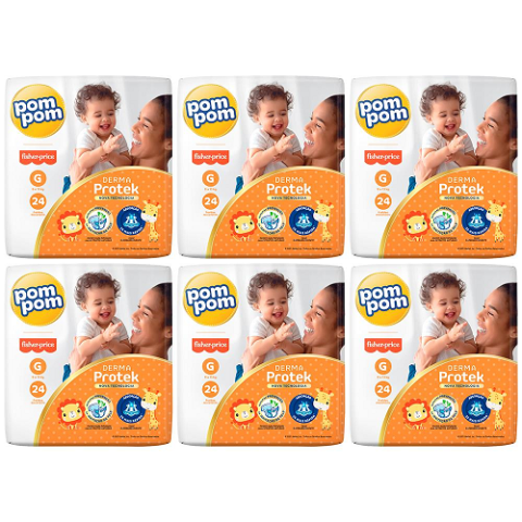 Fralda Pom Pom Protek Derma Jumbo G 144 Unidades