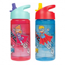 Garrafa Super Herois Canudo Retrátil 400ml Buba