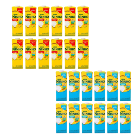 Kit 12 Unidades Leite Ninho Integral ou Ninho Semidesnatado Levinho 1L