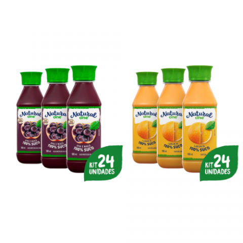 Kit 24 Unidades Suco 180ml Ambiente Uva e Maça ou Laranja Integral