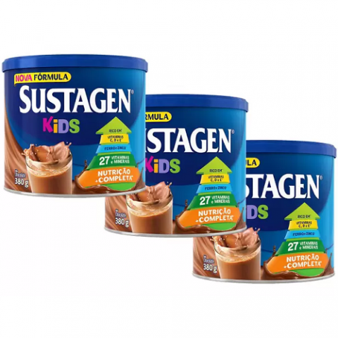 Kit  3 Unidades Sustagen Kids Chocolate 380g