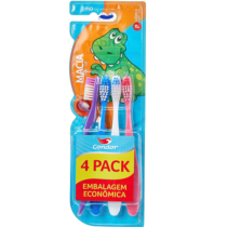 Pack 4 Escovas Dentais Macia Condor Dino