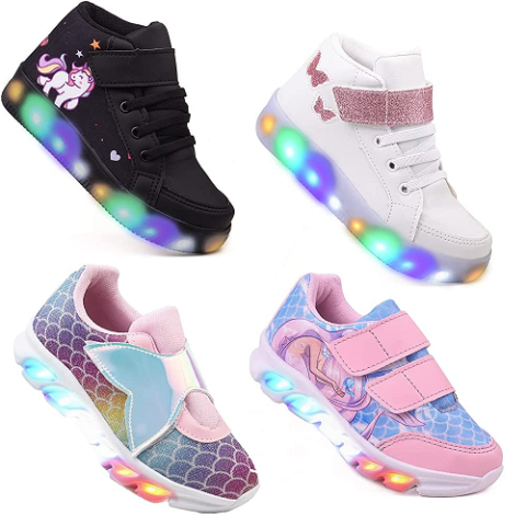 Seleção de Tênis Infantil de Led Meninas Moda Light
