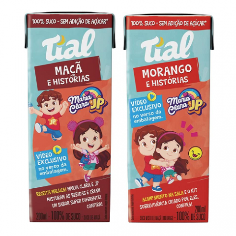 Suco Tial Maria Clara e JP 100% Morango ou Maçã 200ml