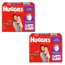 2 Pacotes Fralda Huggies Roupinha Supreme Care G 60 unidades