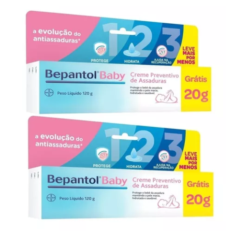 2 Pomadas Bepantol Baby Creme Antiassaduras 120g