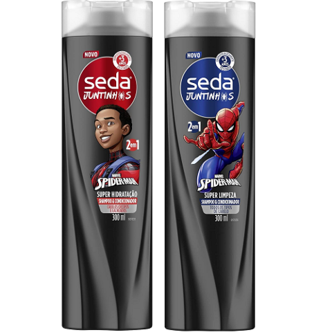 Shampoo & Condicionador 2 em 1 Spider-Man Seda Juntinhos Super Hidratação ou Limpeza 300ml