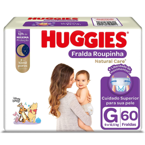 Fralda Huggies Natural Care Roupinha G 60 unidades