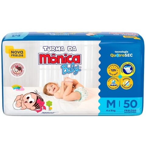 Fralda Turma da Mônica Baby Mega M 50 Unidades