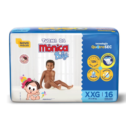 Fralda Turma da Mônica Baby XXG 16 Unidades