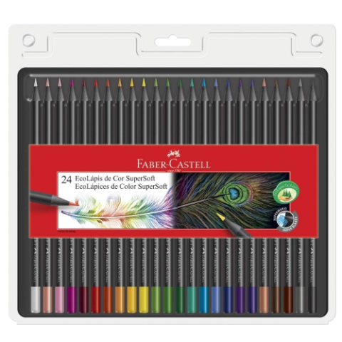 Lápis de Cor EcoLápis Supersoft Faber-Castell 24 Cores