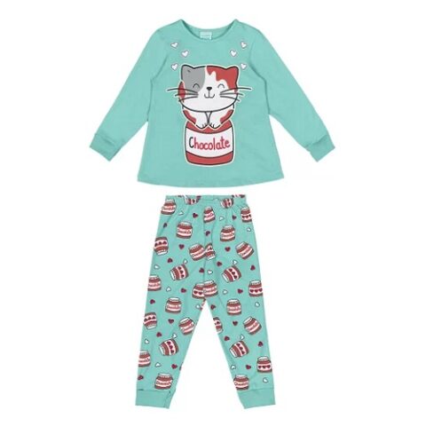 Pijama Infantil Longo Gatinho Kyly Brilha no Escuro