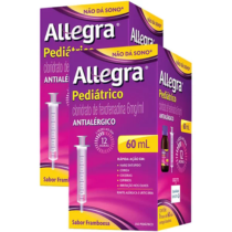 2 Antialérgicos Allegra Pediátrico 6mg/ml Sabor Framboesa Suspensão Oral 60ml + Seringa Dosadora