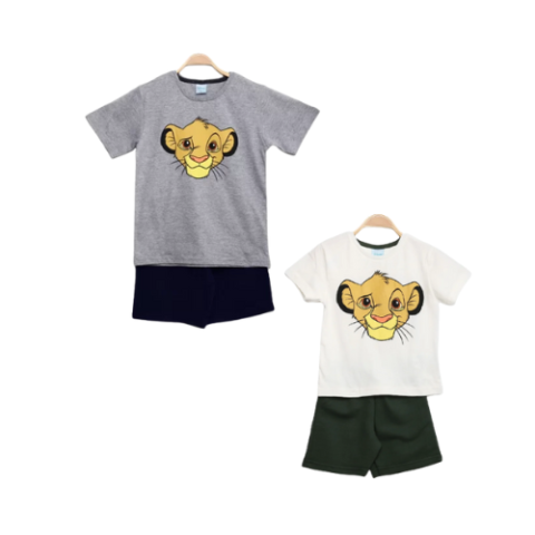 2 Conjuntos Infantis Camiseta + Bermuda Disney Simba