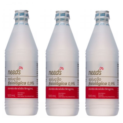 3 Unidades Solução Fisiológica 0,9% Needs 500ml