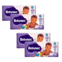4 Pacotes Fralda Babysec Premium M 32 Unidades