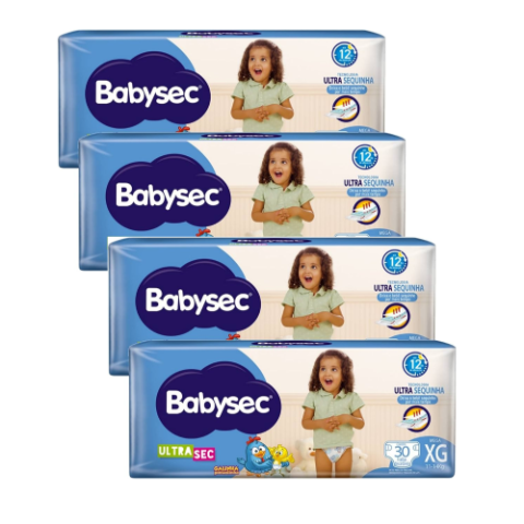 4 Pacotes Fralda Babysec Ultrasec Galinha Pintadinha XG 30 unidades