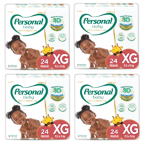 4 Pacotes Fralda Personal Baby Premium Protection Extra Grande 24 unidades