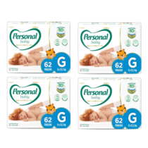 4 Pacotes Fralda Personal Baby Premium Protection G 62 unidades