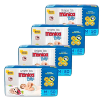 4 Pacotes Fralda Turma da Mônica Baby M 50 Unidades