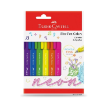 Canetas Bolígrafos Faber-Castell Fine Pen Colors 6 Cores Neon