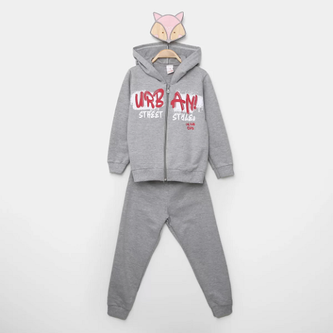 Conjunto Moletom Infantil Felpado Com Capuz Urban Marisol