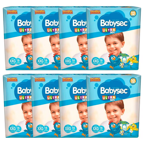 Fraldas Babysec UltraSec Galinha Pintadinha Jumbo XXG 128 Unidades