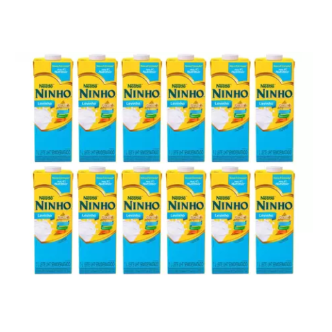 Kit Leite Semidesnatado Ninho Levinho 1L 12 unidades