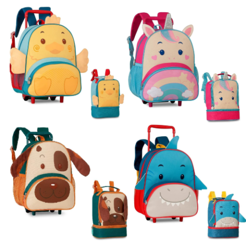Kit Mochila Rodinha Lancheira Pets Clio Style